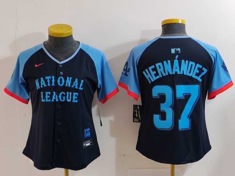 Womens Los Angeles Dodgers #37 Teoscar Hernandez Navy 2024 All Star Limited Stitched Jersey